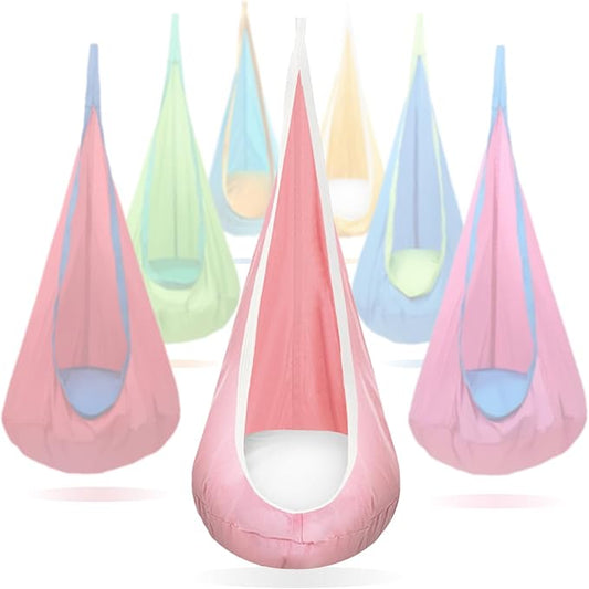 Kids Swing Seat Hammock Chair Indoor Outdoor Hanging Chair for Children,Soft & Safe with High Weight Capacity, Easy Install Perfect for Bedroom, Garden, Playroom (Pink)
