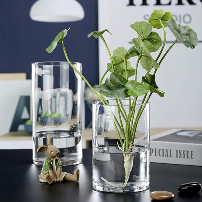 WGVI Quality Thick Clear Cylinder Glass Vases, 3" W x 8" H, Bud Vase Skinny Narrow Floral Bouquet Flower Container for Wedding Centerpieces Tabletop Décor Brush Pen Holder, Bulk Wholesale, 18 Pieces
