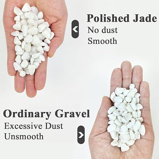5LB Succulent and Cactus Gravel Pebbles, 3/8 Inch Natural Decorative Polished Stones, River Rocks for Plants, Vases, Aquariums, Terrarium and Outdoor Gardening, White