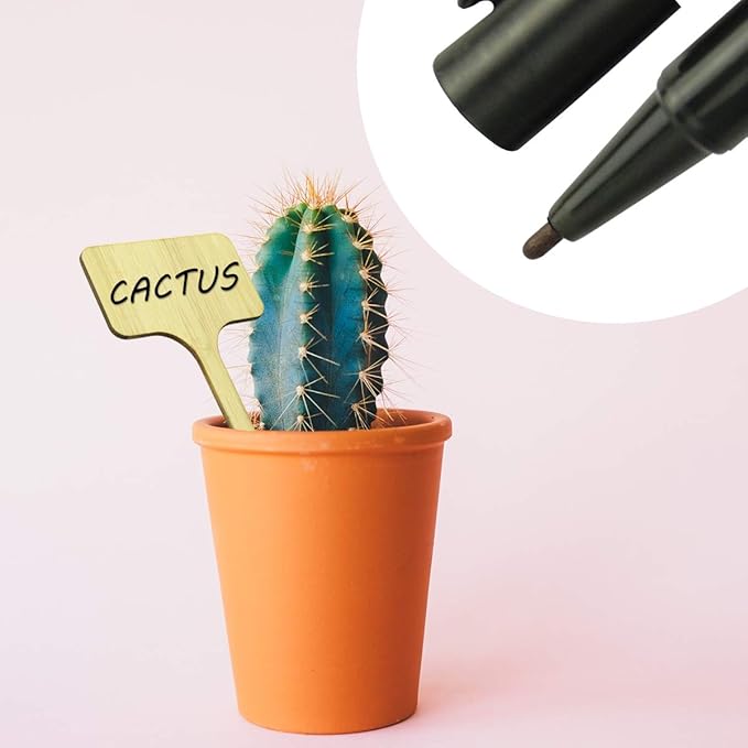 50Pcs Bamboo Plant Labels with A Marker Pen T-Type Wooden Plant Sign Tags Garden Markers for Seed Potted Herbs Flowers Vegetables 2.3 x 4 inch (50)