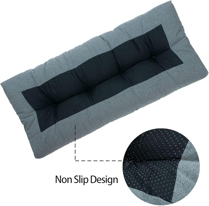 FUNHOME Outdoor Bench Cushion 48 x18 inch with Non-Slip Grips,Water Resistant Porch Swing Cushion,Bench Pillow Pads,Tufted Cushions for Patio Garden Furniture,48" Seat Cushions(Dark Gray)