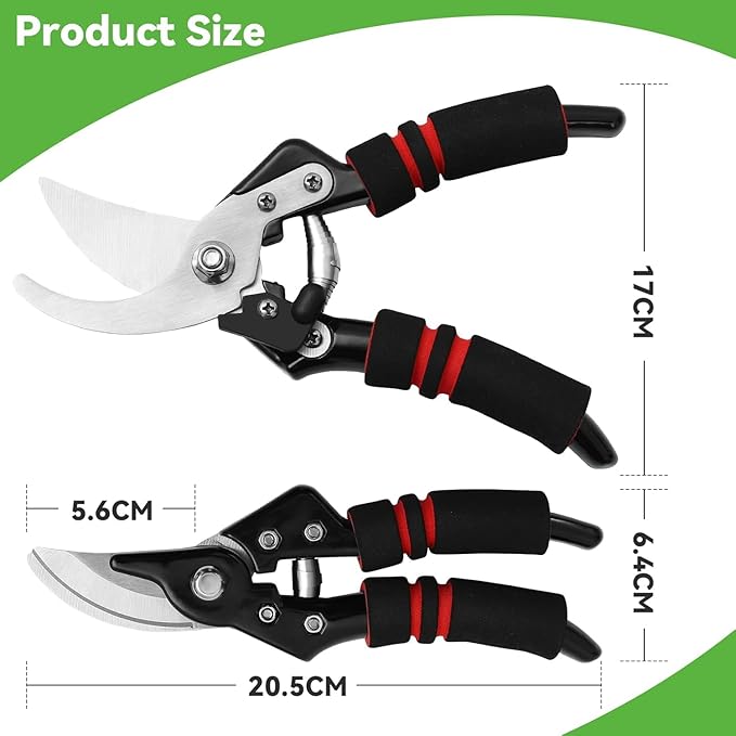 Pruning Shears for Gardening Heavy Duty Garden Scissors with Sharp SK5 Steel Blades, Ergonomic Grip Rust-Resistant Shears Pruning Tools Ideal Garden Snips and Pruners for Trees Plants Flowers
