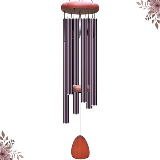 Large Aluminium Wind Chimes Outside, Soothing Melodic Memorial Sympathy Wind Chime, Suitable Outdoor Garden Decor, Gift for Mom Women Neighbors (Brown Wind Chime -36“)