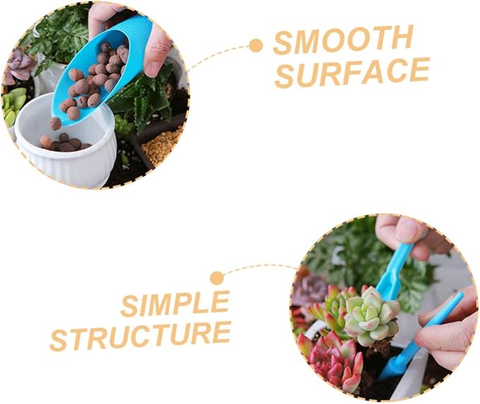 KESYOO Succulent Planting Tool Set with Transplanting Scoop, Small Soil Shovel, Cleaning Brush, and Blue Bucket for Indoor Garden Care and Bonsai Planting Accessories