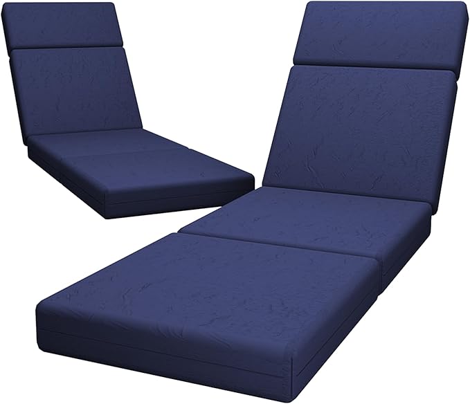 2 Pcs Chaise Lounge Cushions Outdoor, 80 x 26 x 4 Inch Lounge Chair Cushions for Outdoor Furniture - Waterproof Lounge Patio Replacement Cushion, 4In Fade-Resistant ThickPatio Chaise Lounge Cushion