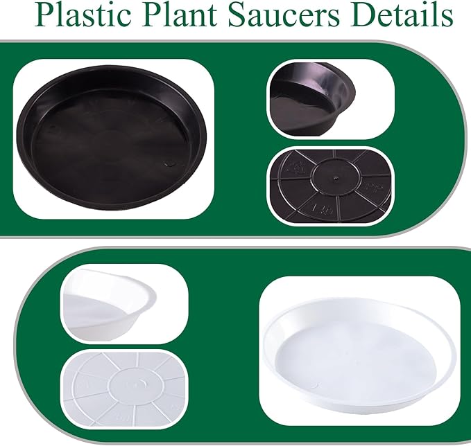 30 Pack Plant Saucer 4 Inches Plant Trays for Pots Plastic Round Drip Trays Flower Pot Saucers Black Planter Water Tray Plant Drainage Tray, Black