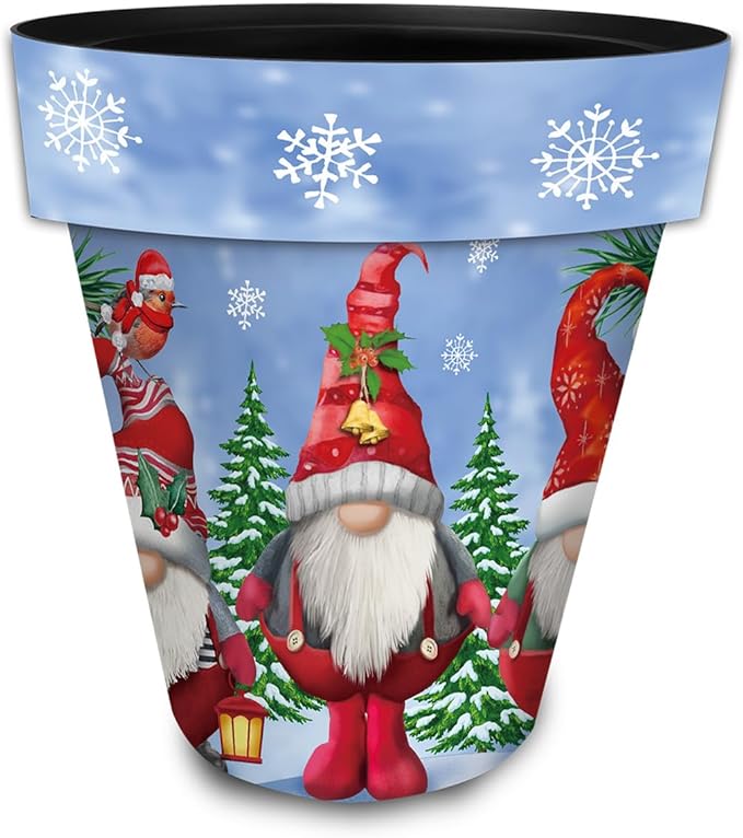 Briarwood Lane Winter Planter 14" x 15" x 15" Winter Gnomes Large for Winter Planter