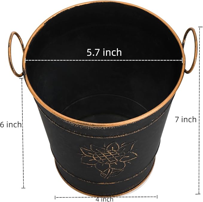 AVLA 3 Pack Galvanized Bucket, Rustic Farmhouse Metal Flower Vase, Vintage Plant Pot, Decorative Tin Pails with Handles for Wedding Decorations, Centerpieces, Home Decor, Garden Planter, 5.7 Inch