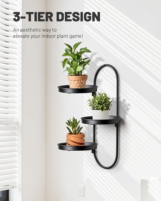 Wall Plant Holder Indoor, Wall Planters for Indoor Plants, Window Plant Shelves for Indoor Plants, Plants Hanger Indoor, Black