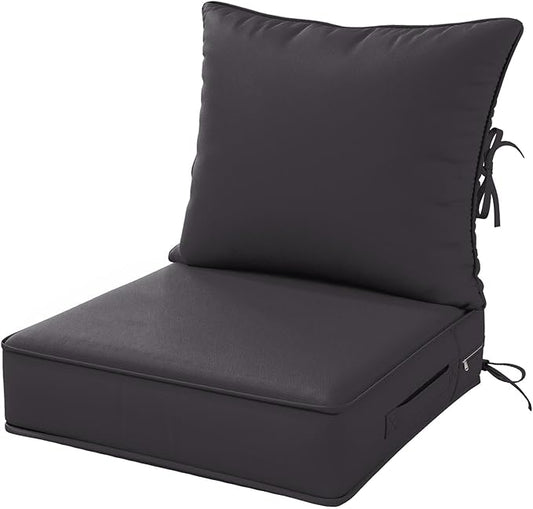 Outdoor Patio Chair Cushions Set 22 L X 22 W X 4 H Waterproof & Fade Resistant Deep Seat and Back Cushions with Removable Covers Outdoor Seat Cushion Set for Chairs and Sofas