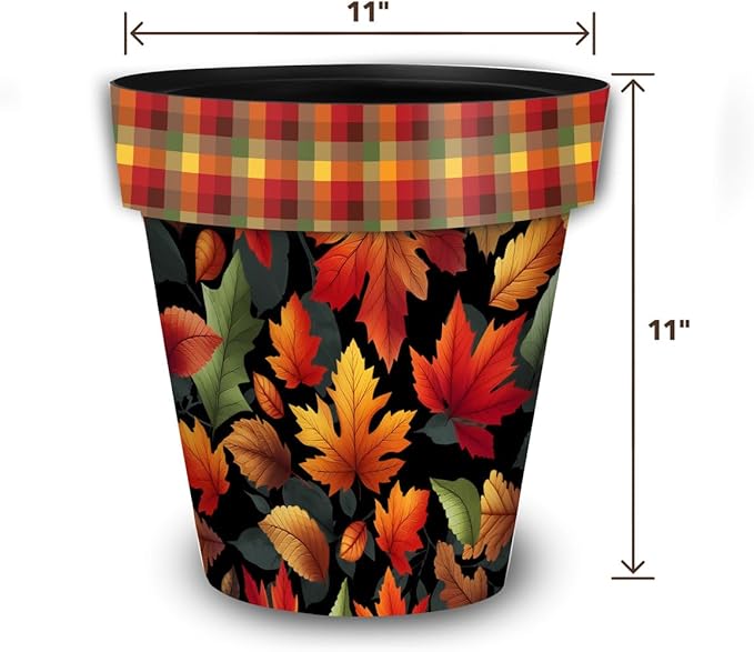 Briarwood Lane Fall Planter 11.75" x 11" x 11" Autumn Color Leaves Medium for Fall Planter