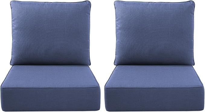 Luxury Outdoor Seat Cushion Set-22 x 24 x 6 Inch Outdoor Chair Cushions with Water Resistant & Removable Cover Outdoor Cushions for Patio Furniture Chair Sofa Couch