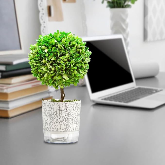 BamLue 4-Piece Self Watering Plant Pot for Indoor Plants, Self Watering Planter, Flower Pots Outdoor Indoor, Planters with Drainage Hole and Tray Saucer, Houseplants Pots with Water Reservoir