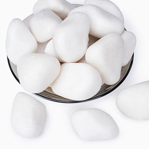 20 lbs White Rocks for Landscaping, 2-3 Inch Large White Rocks for Plants, Decorative Polished Stones for Garden, Walkways, Yard, Plants Pots, Vases, Crafts