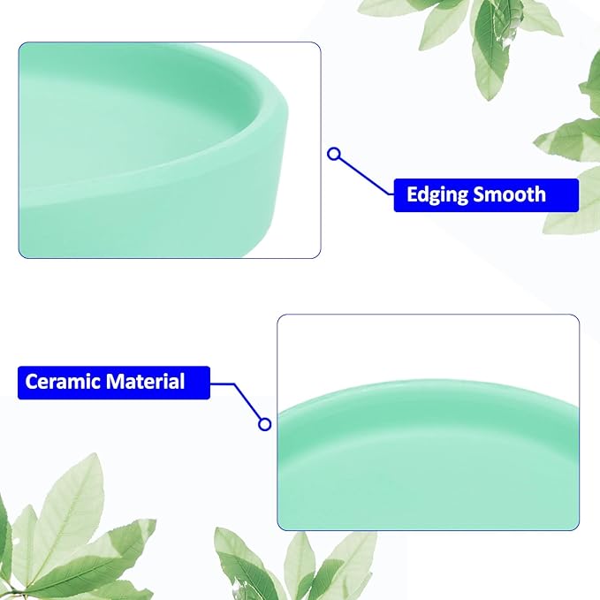 3 Pack Planter Saucers - Ceramic Plant Tray Flower Pot Drip Trays Round Apply to Outdoor/Garden (4/5/6inch, Turquoise)