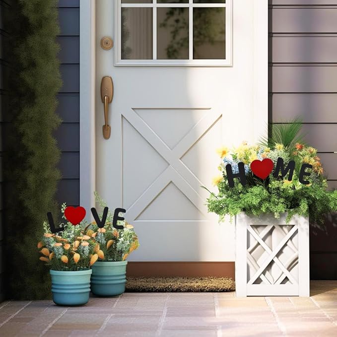 Metal Welcome Letter Yard Sign Garden Decor, Welcome Home Word Yard Art Stake Metal Plant Pick Letter Stick for Plant Pot Flower Bed Indoor Outdoor Patio Lawn Spring Decor