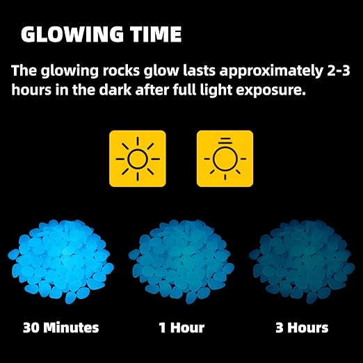 Glow in The Dark Rocks Outdoor, 200 pcs Blue Solar Rocks for Landscaping, Outdoor Decor Glow in The Dark Stones, Glowing Pebbles for Garden Backyard Patio Lawn Pond Fish Tank Aquarium Decor