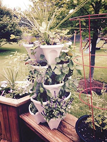 Vertical Gardening Stackable Planter - Build Simple Stacking Gardens or Efficient Commercial Farms - Grow More Strawberries, Herbs, Vegetables & Flowers in Less Space - US Made Pots (Medium, Stone)