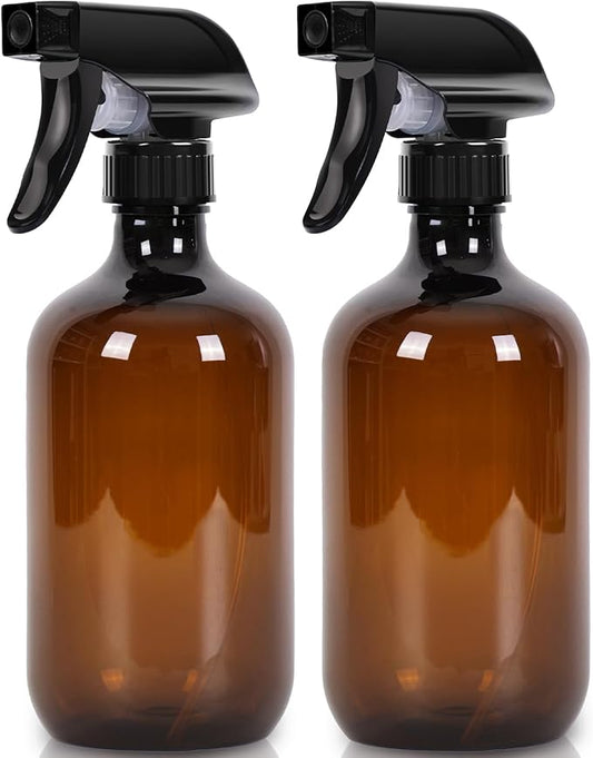 Cleaning Spray Bottles for Plants Misters for Inside, 2 Pack 16.9 oz Squirt, Water Spray Bottle Mist Sprayer, No Leak Hair Mister Empty with Adjustable Nozzle (Brown)