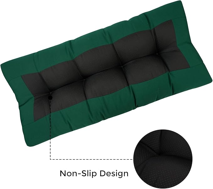 FUNHOME Outdoor Bench Cushion 42 x18 inch with Non-Slip Grips,Water Resistant Porch Swing Cushion,Bench Pillow Pads,Tufted Cushions for Patio Garden Furniture,42" Seat Cushions(Dark Green)