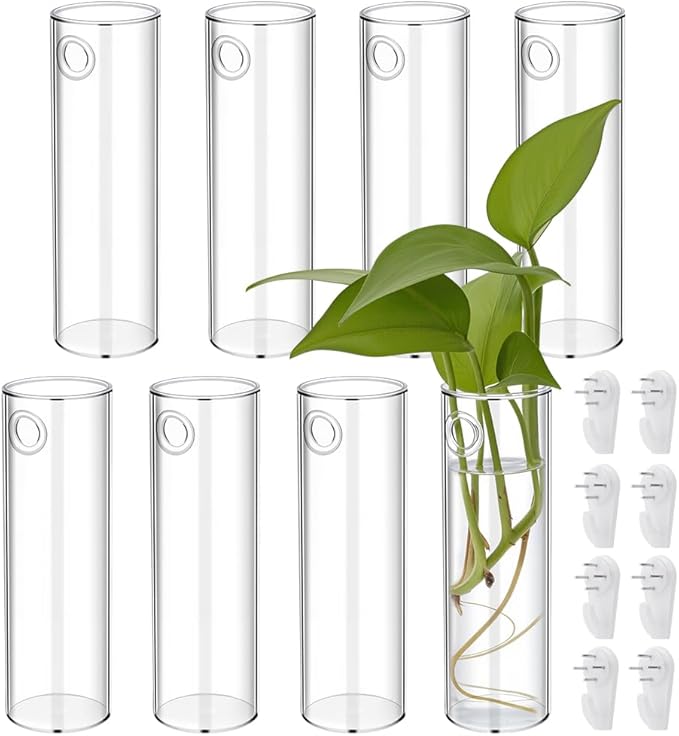 8 Sets Glass Planters, 5.9 in H x 1.87 in D Propagation Vases Tabletop Propagation Vase Tabletop Plant Decor for Growing Plants Garden Home Office Decor