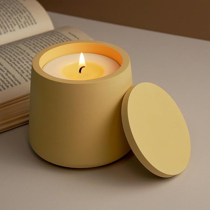 Storage Box with Lids Candle Jar Molds Set, Creative Silicone Candle Vessels Pot Molds, Concrete Round Stripe with Cover Bottle Making Moulds for Storage Candle Holder (O)