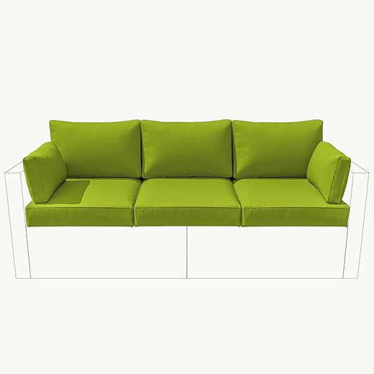 8-Piece Outdoor Cushions for Patio Furniture Thick Outdoor Chair Cushions Resilient Foam Waterproof Deep Seat Cushion Replacement for 3-Seat Sectional Sets Liner&Cover Grass Green