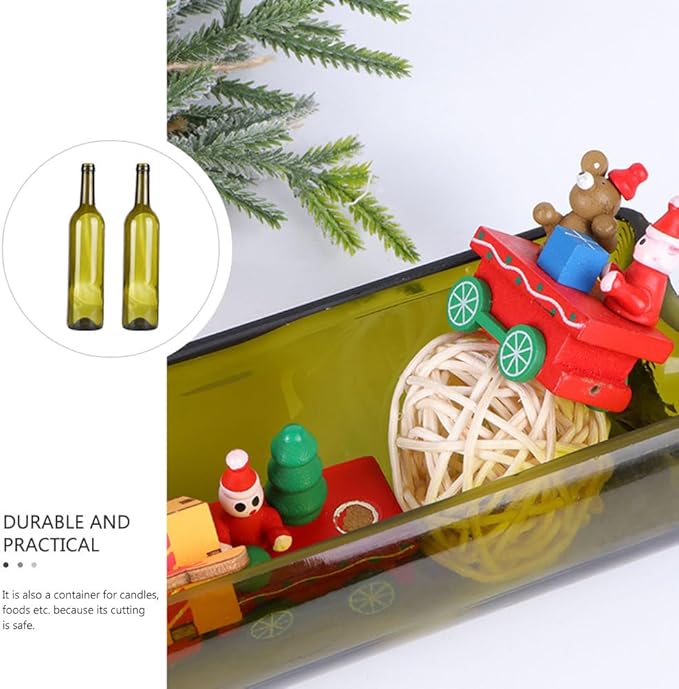 DOITOOL Glass Candle Holder Decorative Bottle 12.59In Cut Wine Bottle Vase Planter for Succulents Dried Flowers Table Centerpiece