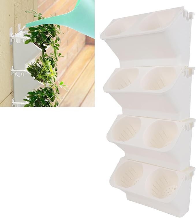 Vertical Wall Planter, Hanging Planter Deeper Boxs with 8 Pots for Indoor Outdoor Decor, Wall Mounted Planter for Yard Garden Fence Home Balcony Office, Easy to Install and Move