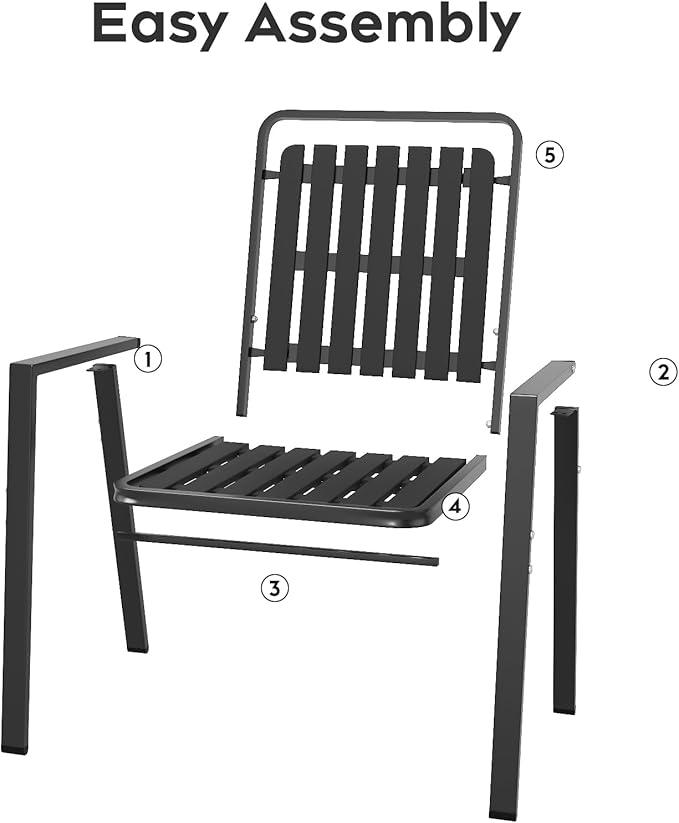 350LBS Outdoor Patio Chairs Set of 4, Patio Dining Chairs with Metal Frame, Heavy-Duty Outdoor Chairs with Armrest for Garden, Poolside, Backyard, Lawn