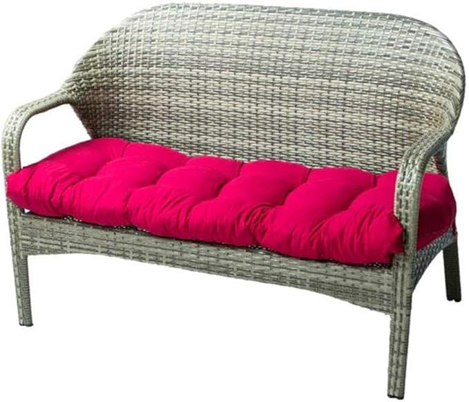 Indoor/Outdoor Bench Cushion Cotton Garden Furniture Loveseat Cushion, 51.2"x19.7" Patio Wicker Seat Cushions for Lounger Garden Furniture Patio Lounger Bench (Red)