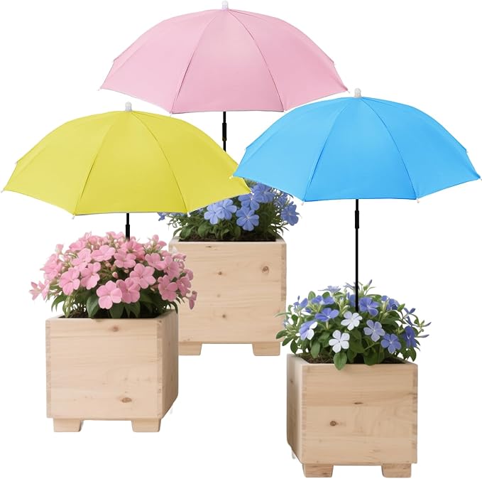 19.6''-35.4'' Plant Umbrellas for Outdoor Plants, Plant Shades for Outdoor Plants Adjustable Height with Three-Point Stands Umbrella for Plants Sun Shade for Plants, Flower, Potted Plant, Garden