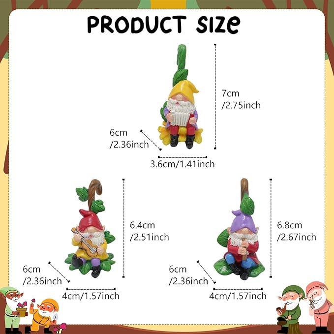 3PCS Christmas Musical Gnomes Tree Faces Decor Outdoor for Yard, Gnomes Dwarf Statue, Outdoor Fairy Garden Resin Crafts, Flower Pot Landscape Dwarf, Micro Landscape Pendant Ornaments