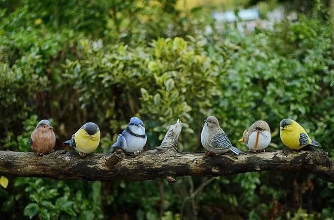VILIGHT Bird Decor Decorative Birds - Outdoor and Indoor Bird Statues and Figurines - Bird Decorations for Home and Garden - Real Birds Size Set of 6