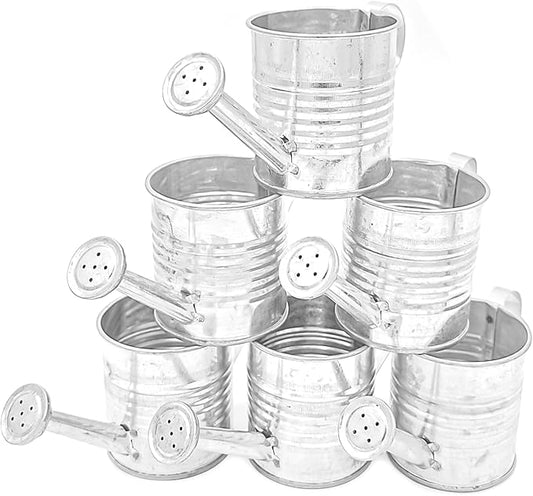 6-Pack Mini Watering Can Galvanized Metal Watering Cans - Tiny Rustic Watering Pots for Kids Crafts, DIY Projects, Indoor Outdoor Plants, Home Garden Decor & Party Favors