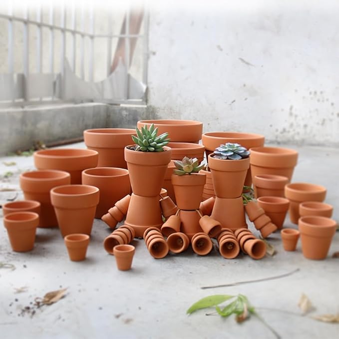 Yishang Mini Terracotta Pots with Drainage Holes - 1.2 inches Succulent Cactus Nursery Planter,Tiny Clay Nursery Pots for Indoor/Outdoor Mini Plant, DIY Crafts, Wedding Favors(100 Pack)