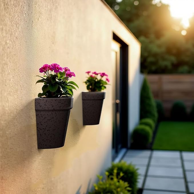 2 Pack Plastic Wall Planter for Indoor Plants, 7.5 Inch Hanging Wall Planter Pots, Wall Mounted Succulent Planters (Iron)