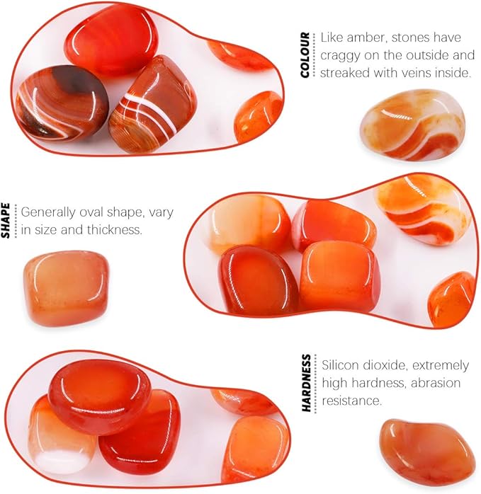 Hilitchi Reddish Brown Agate Stone Tumbled Stones for Plants Cacti & Succulents Bedding, Vase Filler, Landscape Bottom Decoration (About 1lb(455g)/Bag)