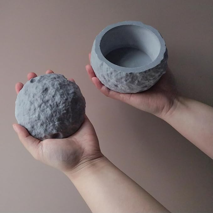 Storage Box Silicone Molds, Moon Shape Candle Holder Jewelry Container Resin Concrete Mold, Unique Round Epoxy Resin Casting Molds for Trinket Holder Succulent Pot Art Craft Decor