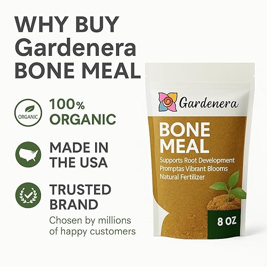 𝐁𝐄𝐒𝐓𝐒𝐄𝐋𝐋𝐄𝐑 Organic Bone Meal Fertilizer by Gardenera (4-12-0 NPK) All-Natural Plant Food Source of Nitrogen and Phosphorus for Bulbs, Gardens, Potted Plants, Trees, and Shrubs [16 OZ]