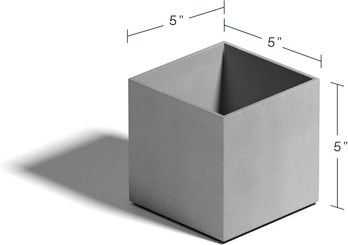 Veradek Forma Series Cube Planter - Square Planter for Window Sill/Table Decor | Made from Plastic-Stone Material | Modern Décor for Succulents, Indoor Small Plants