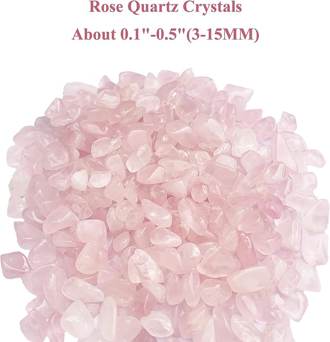 1lb Rose Quartz Crystals, Vase Filler Stones, Pink Crushed Rose Quartz Chips, Decorative Marbles for Vases, Pebbles for Indoor Plants, Gravel for Fish Tank Aquarium