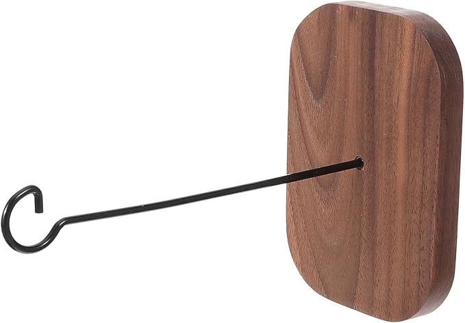 POPETPOP Wall-Mounted Hanging Bracket Hook for Outdoor Wind Chimes and Planters, Walnut Wood Self-Adhesive No-Drill Hanger for Patio Balcony Décor