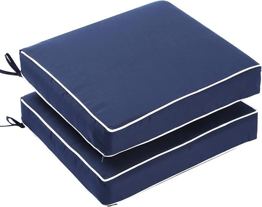 Patio Chair Cushions Set of 2, 19 x 19 Inch Square Corner Chair Seat Cushion, Water-Resistant Outdoor Cushions for Patio Furniture