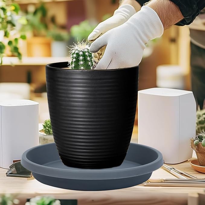 Plastic Plant Saucers for Garden 12 Inch 5 Pack Reusable Drip Trays for Outdoor Flower Pots