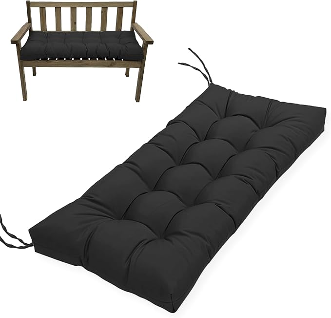 MTMR Outdoor Bench Cushion-44X19 Water-Repellent Tufted Porch Swing Cushions with High Elasticity PP Cotton and Ties Fade-Resistant Patio Outdoor Chair Cushion for Bench Furniture, Indoor Seat Cushion