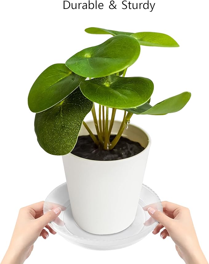 6 Pack Clear Plant Saucer 6 8 10 inch, Durable Plastic Plant Trays for Indoor, Round Flower Plant Pot Saucer, Sturdy Plant Water Catcher Tray