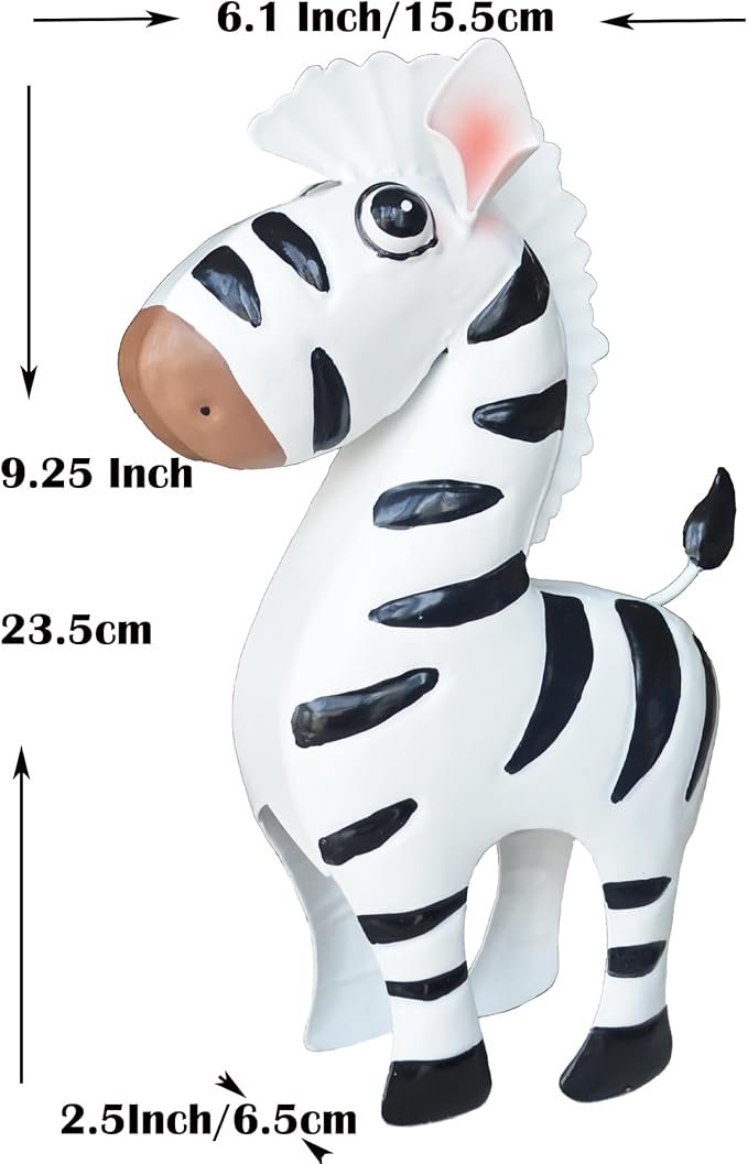GIFTME 5 Metal Zebra Figurine Garden Outdoor Sculptures Decor,Cartoon Zebra Statues Home Decor for Women,Family