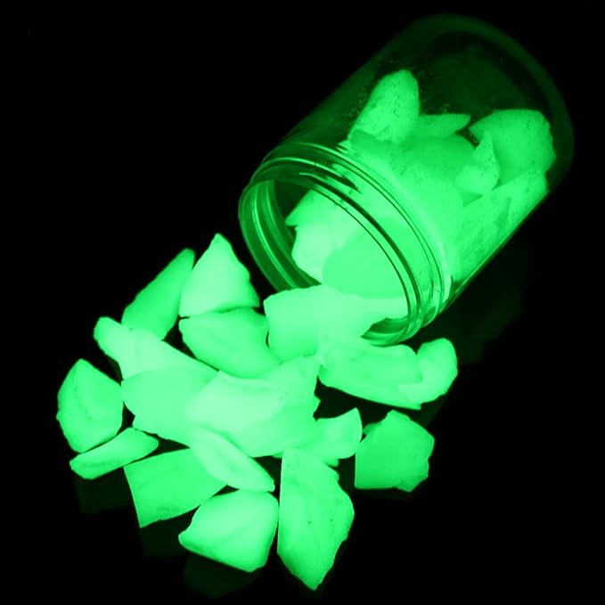 Shiny Stone Glow in The Dark Aquarium Neon Gravel Sand, Decorative Rocks for Fish Tank and Fairy Garden, Home Dec,305g/0.67lbs (15-22mm, Yellow Green)