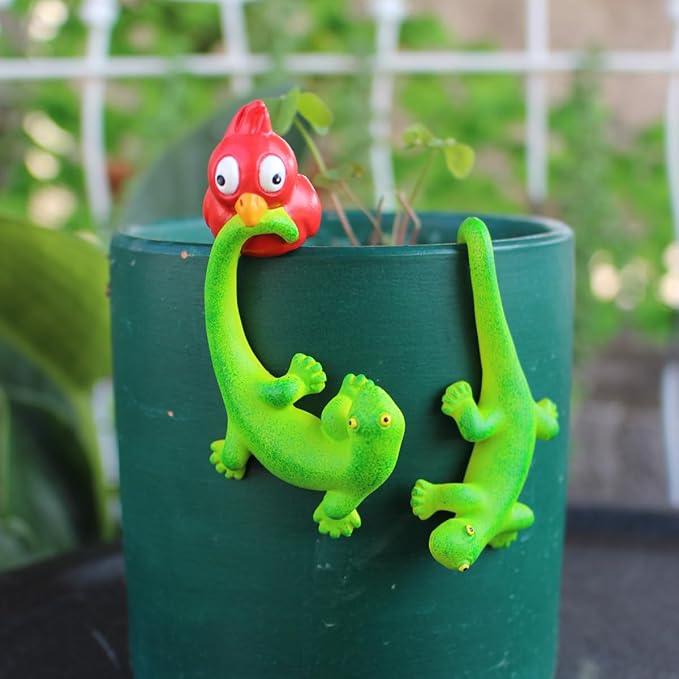 Tortoise Figure Plant Pot Hanger, Turtle Flower Pot Hugger, Resin Tortoise Statue, Funny Pot Huggers for Planters, Cute Climbing Tortoise Flower Pot Hugger, Garden Fence Balcony Patio Yard (BIRD)